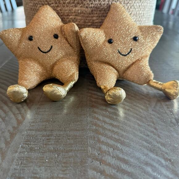 Jellycat Amuseables Star Gold Shimmery Stuffed Plush Sky Set of 2 - Picture 2 of 5